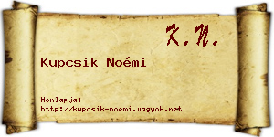Kupcsik Noémi névjegykártya