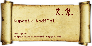 Kupcsik Noémi névjegykártya